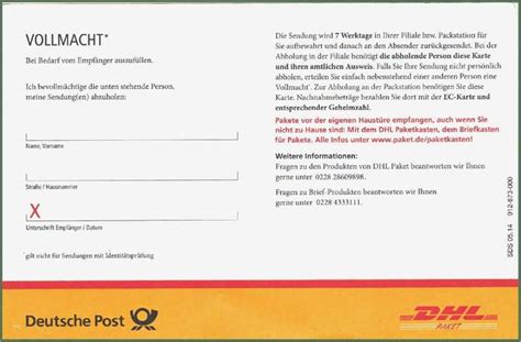 dhl sendungsantrag vollmacht.